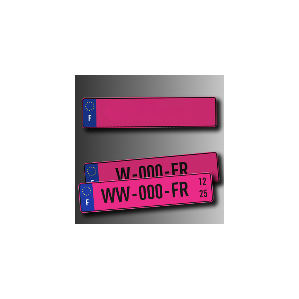 Plaque Immatriculation Rose W 520x110
