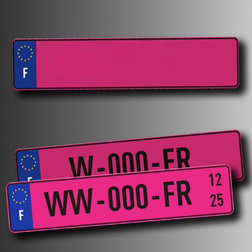 Plaque Immatriculation Rose W 520x110