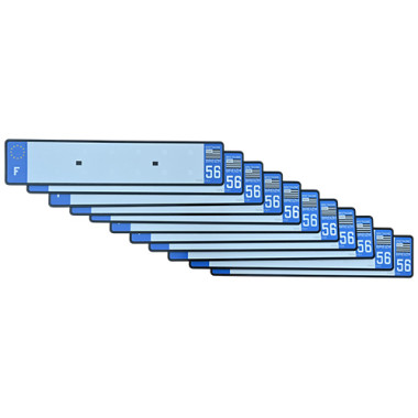 Lot de 10 plaques d'immatriculation vierge Alu FR